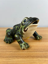 Brush McCoy Art Pottery Green Black Large Open Mouth Frog Figurine  8" Long