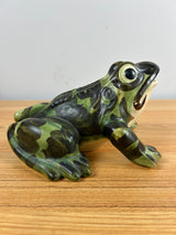 Brush McCoy Art Pottery Green Black Large Open Mouth Frog Figurine  8" Long