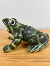 Brush McCoy Art Pottery Green Black Large Open Mouth Frog Figurine  8" Long
