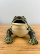 Brush McCoy Art Pottery Green Black Large Open Mouth Frog Figurine  8" Long