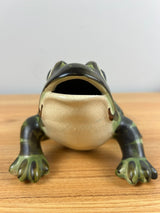 Brush McCoy Art Pottery Green Black Large Open Mouth Frog Figurine  8" Long