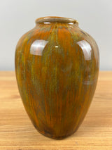 California Originals Mid Century Art Pottery Blended Green Orange Cabinet Vase