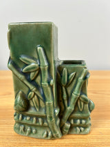 California Mid Century Modern Green Art Pottery Bamboo Planter