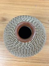 Mata Ortiz Handmade Brown Textured Art Pottery Vase Designed By Fito Tena