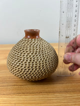 Mata Ortiz Handmade Brown Textured Art Pottery Vase Designed By Fito Tena