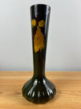 Owens 1900s Standard Glaze Floral Decorated Standard Glaze Long Neck Vase