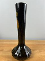 Owens 1900s Standard Glaze Floral Decorated Standard Glaze Long Neck Vase