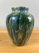 Camark 1920s Arts & Crafts Pottery Green Blue Bright Sasnakra Glossy Cabinet Vase