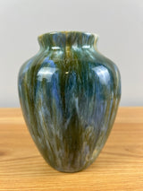Camark 1920s Arts & Crafts Pottery Green Blue Bright Sasnakra Glossy Cabinet Vase