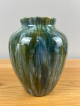 Camark 1920s Arts & Crafts Pottery Green Blue Bright Sasnakra Glossy Cabinet Vase