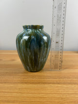 Camark 1920s Arts & Crafts Pottery Green Blue Bright Sasnakra Glossy Cabinet Vase