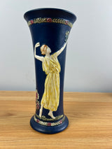 Weller Art Pottery Blue Ware Cameo Decorated Dancing Woman Vase