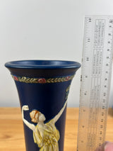 Weller Art Pottery Blue Ware Cameo Decorated Dancing Woman Vase