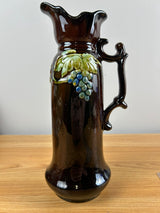 Peters And Reed Art Pottery Standard Glaze Grape Motif Handled Ewer