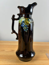 Peters And Reed Art Pottery Standard Glaze Grape Motif Handled Ewer