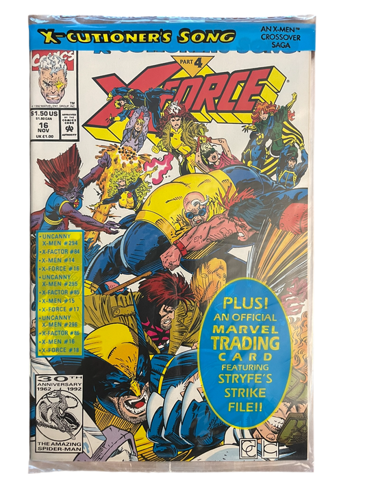 X-Force #16 w/Cable trading card *sealed* 1992 Marvel Comics Comic Book