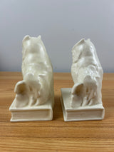 Rookwood Pottery 1934 & 1942 White Owl Bookends 2655 McDonald