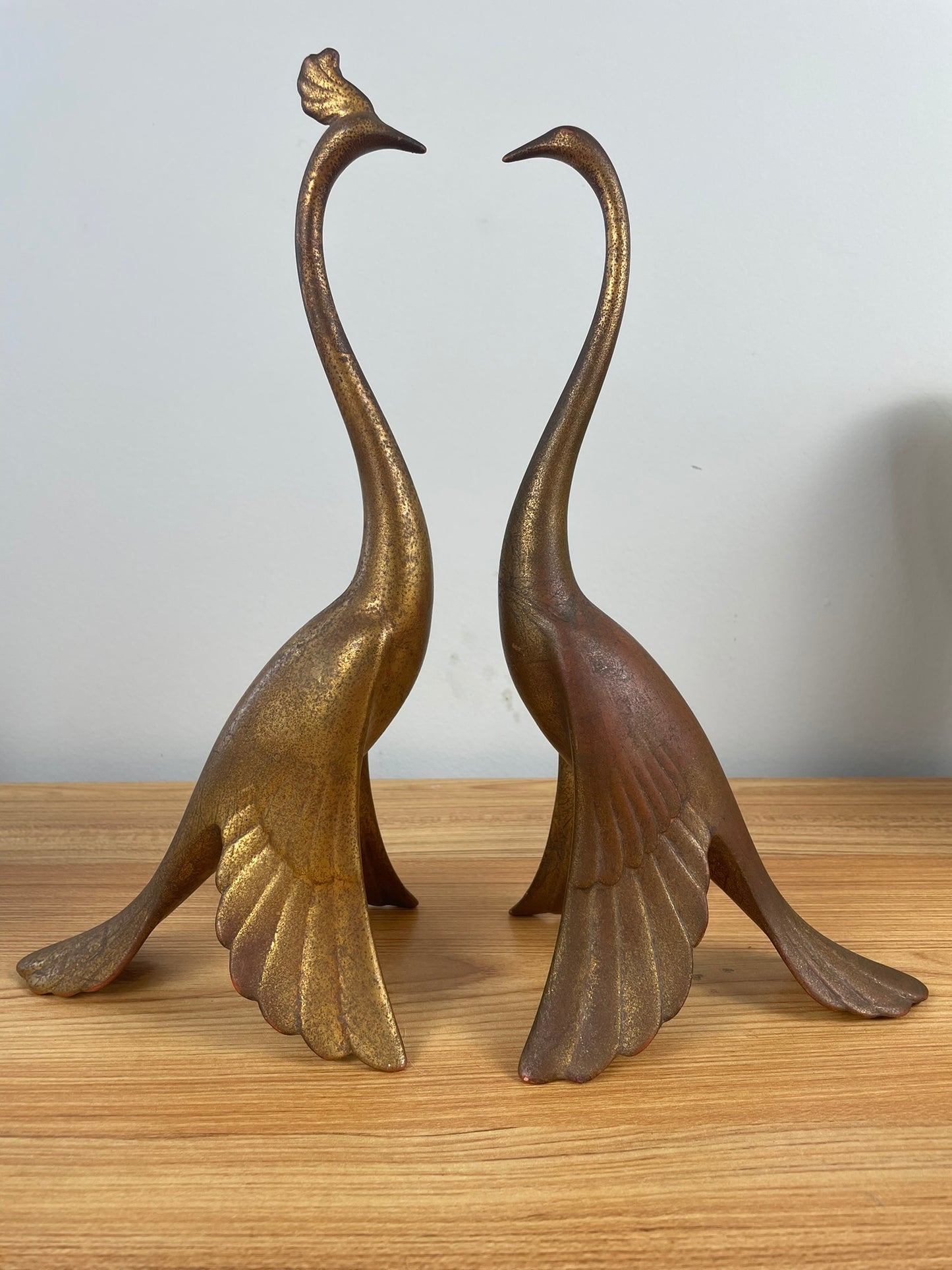 Stunning Pair of Mid Century Freeman McFarlin California Pottery Peacocks Signed