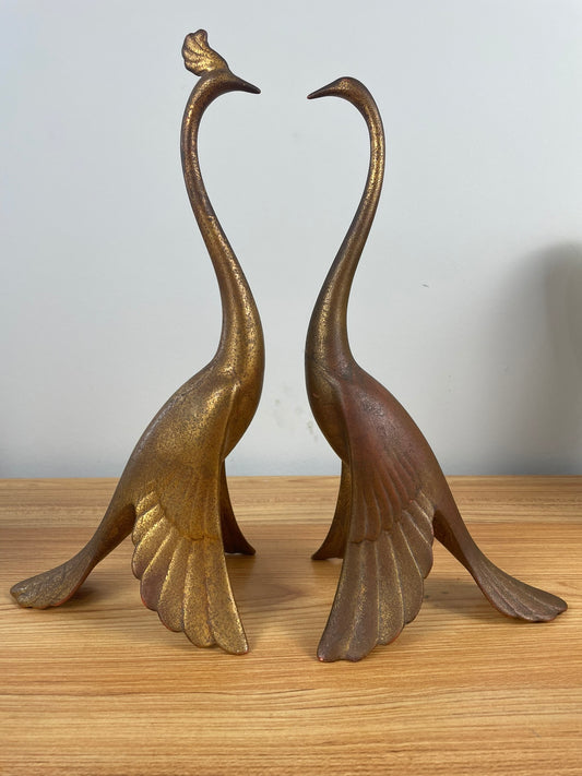 Stunning Pair of Mid Century Freeman McFarlin California Pottery Peacocks Signed
