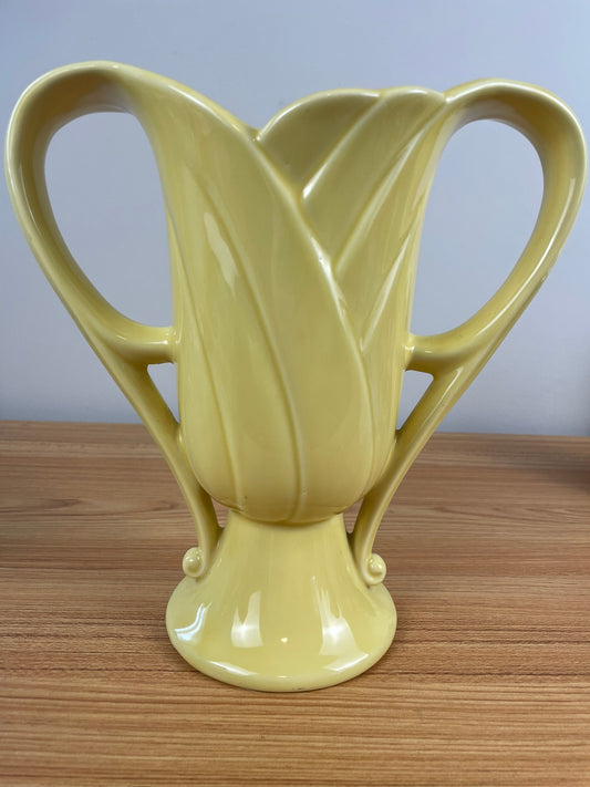 10" Yellow Shawnee Art Pottery Double Handle Floral Vase-#250
