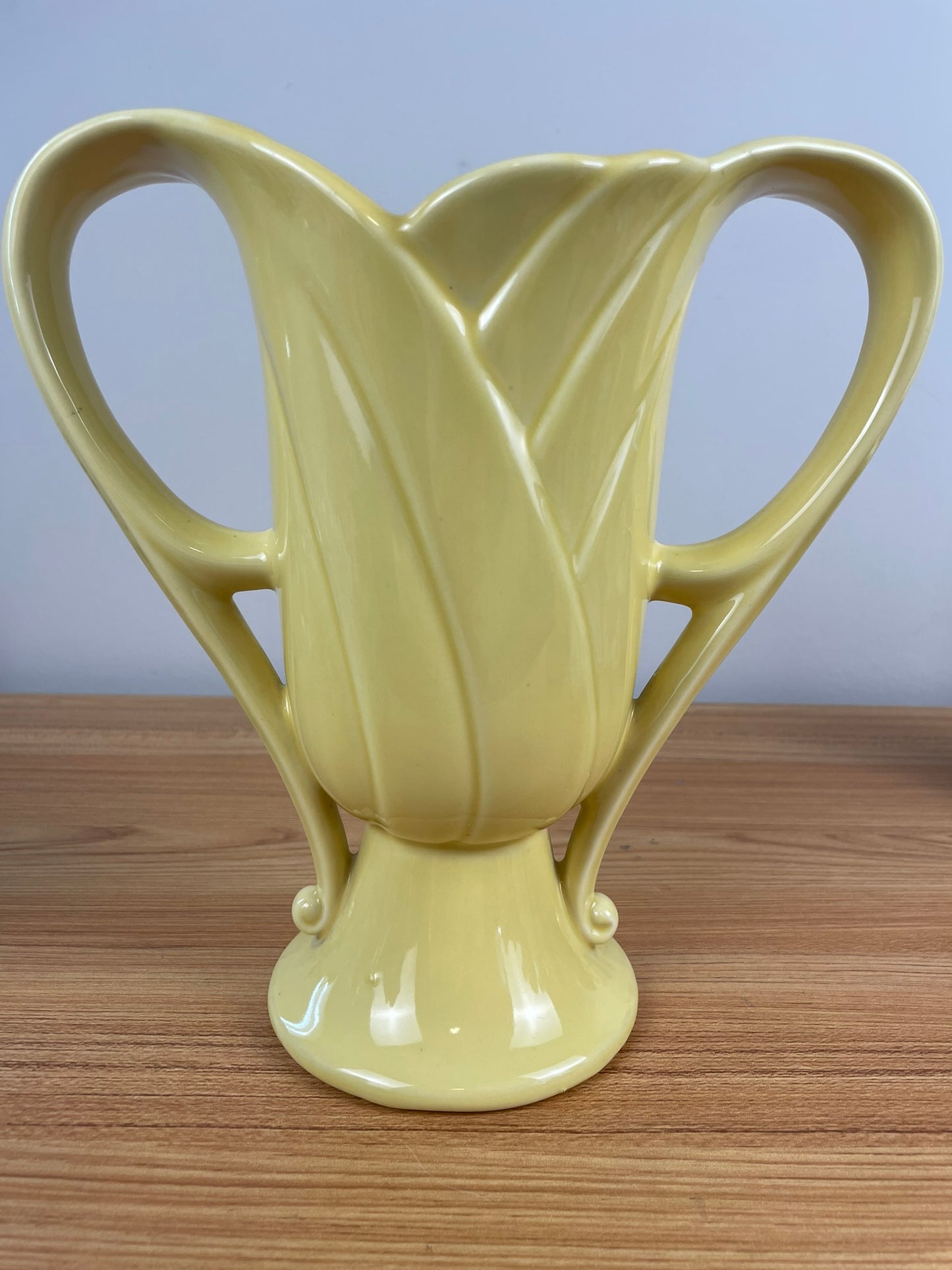 10" Yellow Shawnee Art Pottery Double Handle Floral Vase-#250